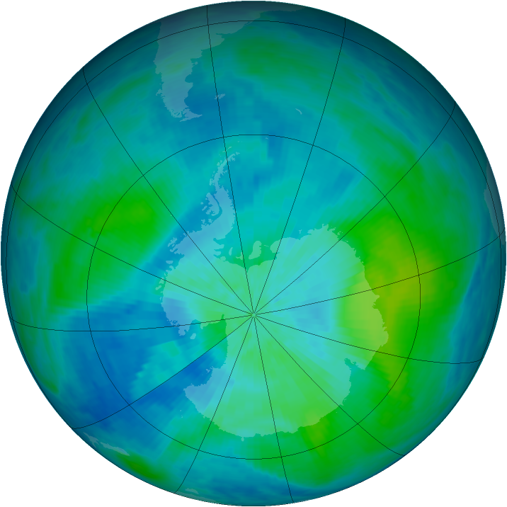 Antarctic ozone map for 03 March 1993